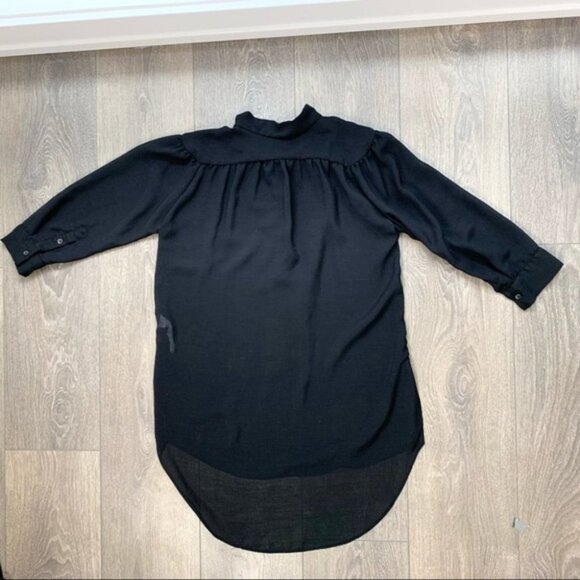 Aritzia Wilfred  Blouse 3/4 Length Sleeve Black Button Front Collared Size XXS - Picture 11 of 15